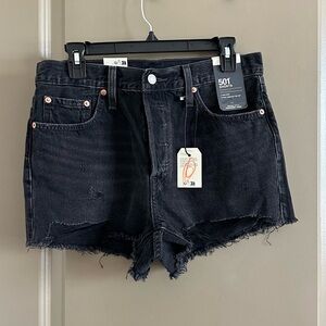 Levi's Women's Dark Denim Frayed Shorts